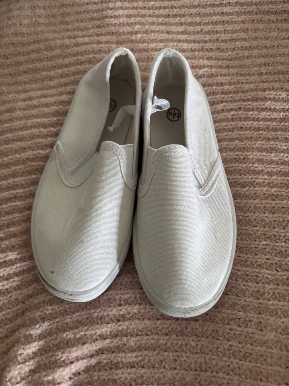 Kids White Slip-On Canvas Sneakers